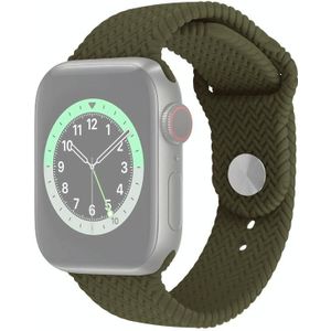 Geweven patroon Siliconen Snap Watchband Voor Apple Watch Series 6 & SE & 5 & 4 44mm / 3 & 2 & 1 42mm (Donker Olijfgroen)
