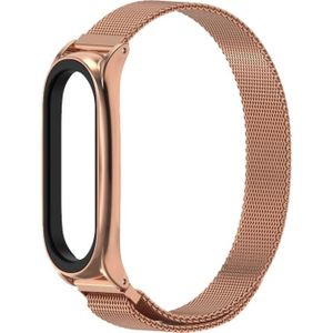 For Xiaomi Mi Band 6 / 5 / 4 / 3 Mijobs Milan Magnetic Plus Stainless Steel Replacement Watchband(Rose Gold)