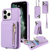 Voor iPhone 11 Pro Crossbody Lanyard Rits Portemonnee Lederen Telefoonhoes(Paars)