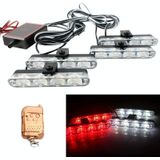 4 in 1 auto 16LEDs grille flitslichten waarschuwingslichten met draadloze afstandsbediening (wit rood)