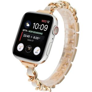 Kleine taille rvs riem horlogeband voor Apple Watch Series 6 & SE & 5 & 4 40mm / 3 & 2 & 1 38mm (Rose Gold White)