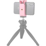 PULUZ Selfie sticks statief mount telefoon klem met 1/4 inch schroefgaten & koude schoen base (roze)