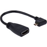 90 Graden Micro HDMI Linker-richting mannetje naar HDMI vrouwtje Kabel Adapter  Lengte: 19cm(zwart)