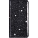 Voor iPhone X / XS Ultrathin Glitter Magnetic Horizontal Flip Leather Case met Holder & Card Slots(Zwart)