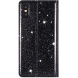 Voor iPhone X / XS Ultrathin Glitter Magnetic Horizontal Flip Leather Case met Holder & Card Slots(Zwart)
