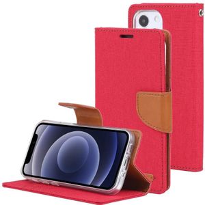 GOOSPERY CANVAS DIARY Canvas Texture Horizontal Flip PU Leather Case with Holder & Card Slots & Wallet For iPhone 13 mini(Red)