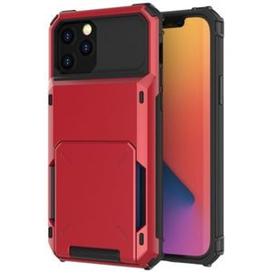 Voor iPhone 12 Pro Max Krasbestendige schokbestendige Heavy Duty Rugged Armor Beschermhoes met kaart Solt(Rood)