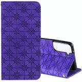 Voor Samsung Galaxy S21+ 5G Lucky Flowers Embossing Pattern Magnetic Horizontal Flip Leather Case met Holder & Card Slots(Purple)