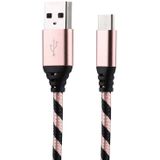 1m USB naar USB-C / Type-C Nylon weven stijl Data Sync opladen kabel voor Galaxy S8 & S8 PLUS / LG G6 / Huawei P10 & P10 Plus / Oneplus 5 en andere Smartphones (Rose Gold)