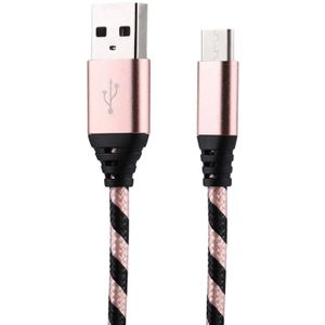 1m USB naar USB-C / Type-C Nylon weven stijl Data Sync opladen kabel voor Galaxy S8 & S8 PLUS / LG G6 / Huawei P10 & P10 Plus / Oneplus 5 en andere Smartphones (Rose Gold)