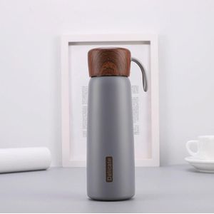 Delicate 304 roestvrijstalen houtnerf Thermos Cup  Capaciteit: 400ml