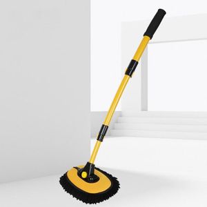 Retractable Curved Rod Soft Fur Car Wash Mop(Yellow Black)