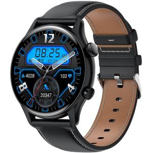 HK8Pro 1.36 inch AMOLED Screen Leather Strap Smart Watch  Support NFC Function / Blood Oxygen Monitoring(Black)