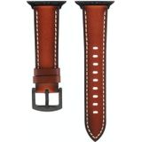 Retro Head-layer Cowhide Genuine Leather Watchband Voor Apple Watch Series 6 & SE & 5 & 4 40mm / 3 & 2 & 1 38mm (Donkerbruin)