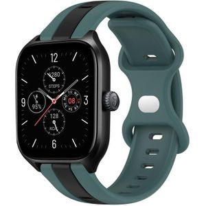 Voor Amazfit GTS 4 20 mm vlindergesp tweekleurige siliconen horlogeband (groen + zwart)
