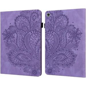 Voor Huawei MediaPad M5 lite 10.1 Peacock Embossed Pattern TPU + PU Horizontal Flip Leather Case met Holder & Card Slots & Wallet & Sleep / Wake-up Function(Purple)