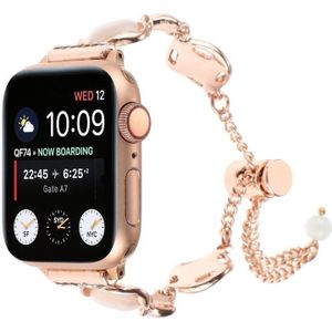Voor Apple Watch SE 2023 44 mm schaal metalen ketting armband horlogeband (ros goud)