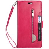 Voor Huawei Mate 10 Pro Multifunctionele Rits Horizontale Flip Lederen Case met Holder & Wallet & 9 Card Slots & Lanyard(Rose Red)