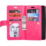 Voor Huawei Mate 10 Pro Multifunctionele Rits Horizontale Flip Lederen Case met Holder & Wallet & 9 Card Slots & Lanyard(Rose Red)