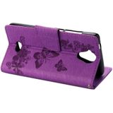 Wiko U voelt Lite geperst bloemen vlinder patroon horizontale Flip lederen draagtas met magnetische sluiting & houder & kaartsleuven & Wallet(Purple)