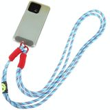 Dopamine Kleur Dubbele Gesp Twist Touw Lange Lanyard (Blauw Rood Wit)