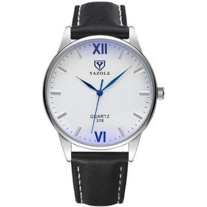 Yazole 318 Blu-Ray Business Watch All-match Men Quartz Watch (White Lade Black Riem)