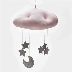 Baby Nursery plafond mobiele partij decoratie wolken maan sterren opknoping decoraties kinderen kamer decoratie voor baby beddengoed (roze zilver)
