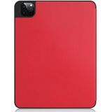 Pure kleur horizontale flip TPU + PU lederen behuizing met drie-opvouwbare houder / slaap / wake-up functie & pen sleuf voor iPad Pro 11 (2021) (rood)
