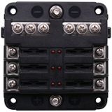 Onafhankelijke positieve en negatieve 1 in 6 uit 6 manier Circuit Blade Fuse Box zekering houder Kits met LED-Indicator van de waarschuwing voor Auto Auto Truck boot