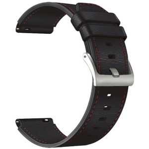Voor Huawei Horloge GT2 PRO lederen vervangende band horlogeband (zwarte rode lijnen)
