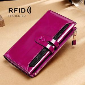 Lederen dame portemonnee multi-card slot retro olie wax lederen portemonnee lange type rfid anti-diefstal borstel koppeling