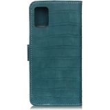 Voor Galaxy A51 krokodil textuur horizontale Flip lederen draagtas met houder & kaartsleuven & portemonnee (groen)