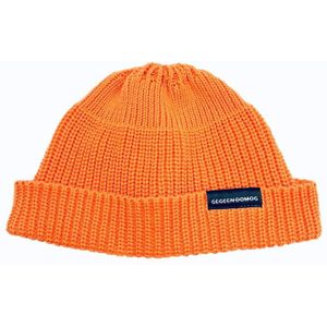 A21 Short Beanie Retro Hip Hop Knitted Cap  Size:One Size(Orange)