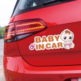 10 stuks er is een baby in de auto stickers waarschuwingsstickers stijl: CT203 baby w meisje magnetische stickers