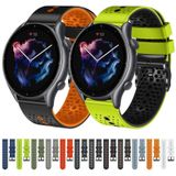 Voor Amazfit GTR 3 22 mm geperforeerde tweekleurige siliconen horlogeband (oranje + zwart)