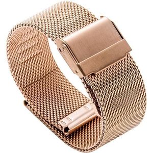 14mm 304 roestvrij staal dubbele gespen vervanging riem watchband (rose goud)