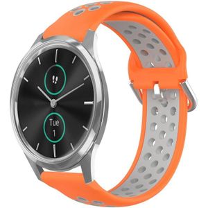 Voor Garmin VivoMove Luxe 20 mm geperforeerde ademende sport siliconen horlogeband (oranje + grijs)