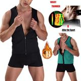 Mannen Fitness Korset Neopreen Sport Buikcontrole Shapewear Rits Tanktop Trainingskleding  Maat: 4XL (zwart en geel)