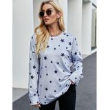 Dames Star Print Shirt met lange mouwen (kleur: Grijs Maat: L)