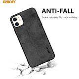 Voor iPhone 11 ENKAY ENK-PC0282 2 in 1 Business Series Fabric Texture PU Leather + TPU Soft Slim Case Cover & 0 26mm 9H 2.5D Tempered Glass Film(Black)