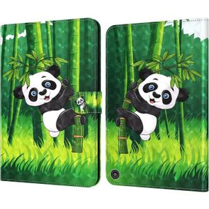 Voor Amazon Kindle Fire HD 8 2020 3D Painted Pattern Lederen Tablet Case (Panda)