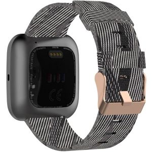 Voor FITBIT Versa Canvas Horlogestrap (Zwarte Witte Strepen)