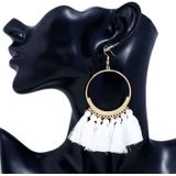 Klosje oorbellen voor vrouwen etnische grote drop oorbellen Bohemen mode-sieraden trendy katoen touw Fringe lange Dangle Oorbellen (groen)