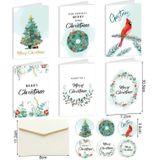 5 sets 6 vouwkaarten + 6 enveloppen + 6 stickers Kerstdagwenskaarten (MC8-94)