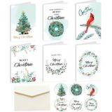 5 sets 6 vouwkaarten + 6 enveloppen + 6 stickers Kerstdagwenskaarten (MC8-94)