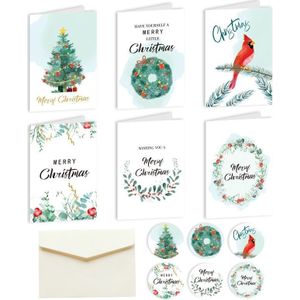 5 sets 6 vouwkaarten + 6 enveloppen + 6 stickers Kerstdagwenskaarten (MC8-94)