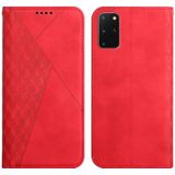 For Samsung Galaxy S20+ Diamond Pattern Splicing Skin Feel Magnetic Horizontal Flip Leather Case with Card Slots & Holder & Wallet(Red)