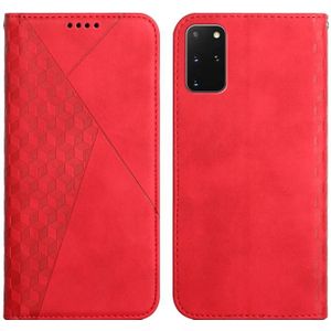 For Samsung Galaxy S20+ Diamond Pattern Splicing Skin Feel Magnetic Horizontal Flip Leather Case with Card Slots & Holder & Wallet(Red)