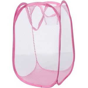 3 STKS opvouwbare pop up Wash tas wasmand tas belemmert mesh opslag Pueple vuile kleren mand (roze)