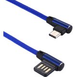 1m 2.4A Output USB naar USB-C / Type-C dubbele elleboog Design Nylon weven stijl Data Sync opladen kabel  voor Galaxy S8 & S8 PLUS / LG G6 / Huawei P10 & P10 Plus / Xiaomi Mi 6 & Max 2 en andere Smartphones (donkerblauw)